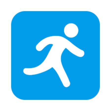 White icon of a person swimming, shown with one arm extended, on a blue circular background—perfect for those in marathon training or using training apps to prepare for events like the Austin Marathon. Austin Marathon Half Marathon & 5K