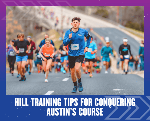 Runner leading group during uphill road race
